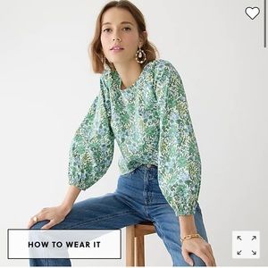 J. Crew Green Floral Blouse